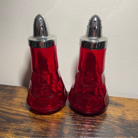 Dining | Rare Viking Ruby Red Georgian Honeycomb Salt And Pepper ...
